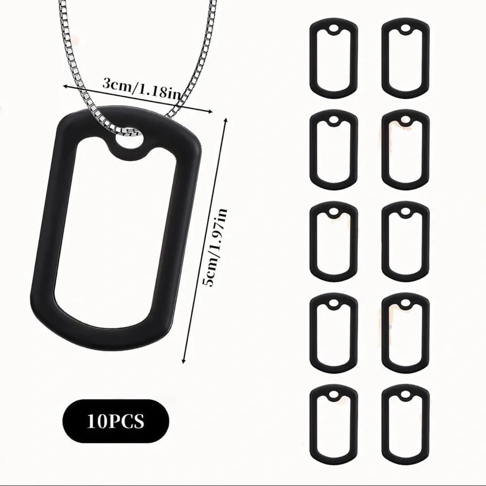 💞 New Pack of 10 Black Silicone Military Dog Tag Silencers